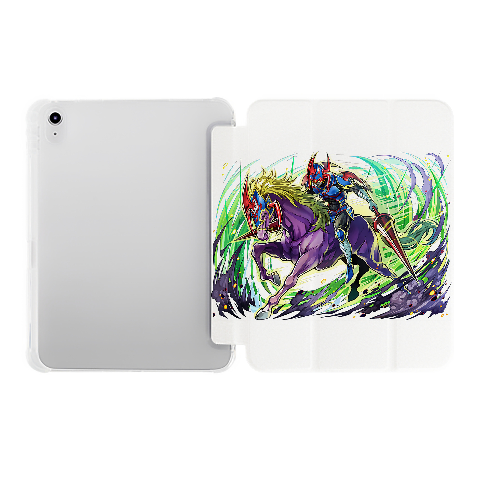（画像用） 遊☆戯☆王 Yu-Gi-Oh! IPad ケース ペン収納付き 三つ折りスタンド PUレザー×シリコン 対応機種9.5/10.5/10.9インチ
